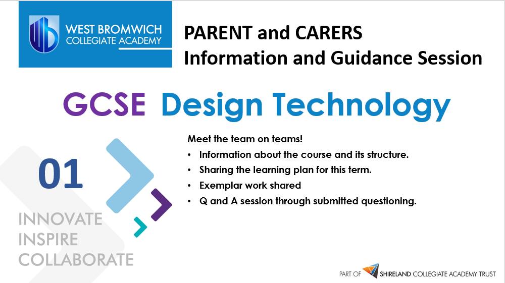 Design Technology Information and Guidance Session - West Bromwich ...